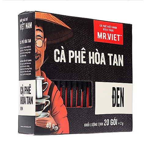 Cà Phê Hòa Tan Đen Mr.Viet 40G (2G X 20 Gói)