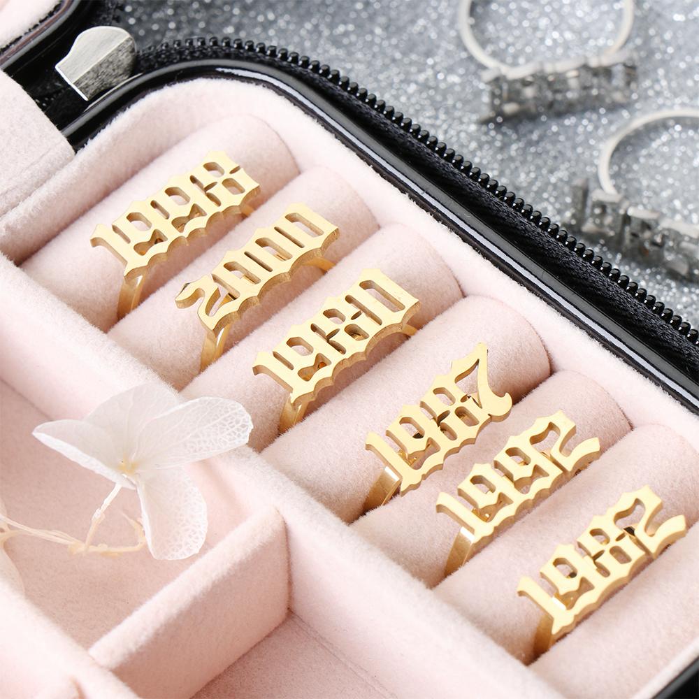 JUNE Nhẫn Inox Có Thể Điều Chỉnh Kích Cỡ Dùng Làm Quà Tặng Sinh Nhật