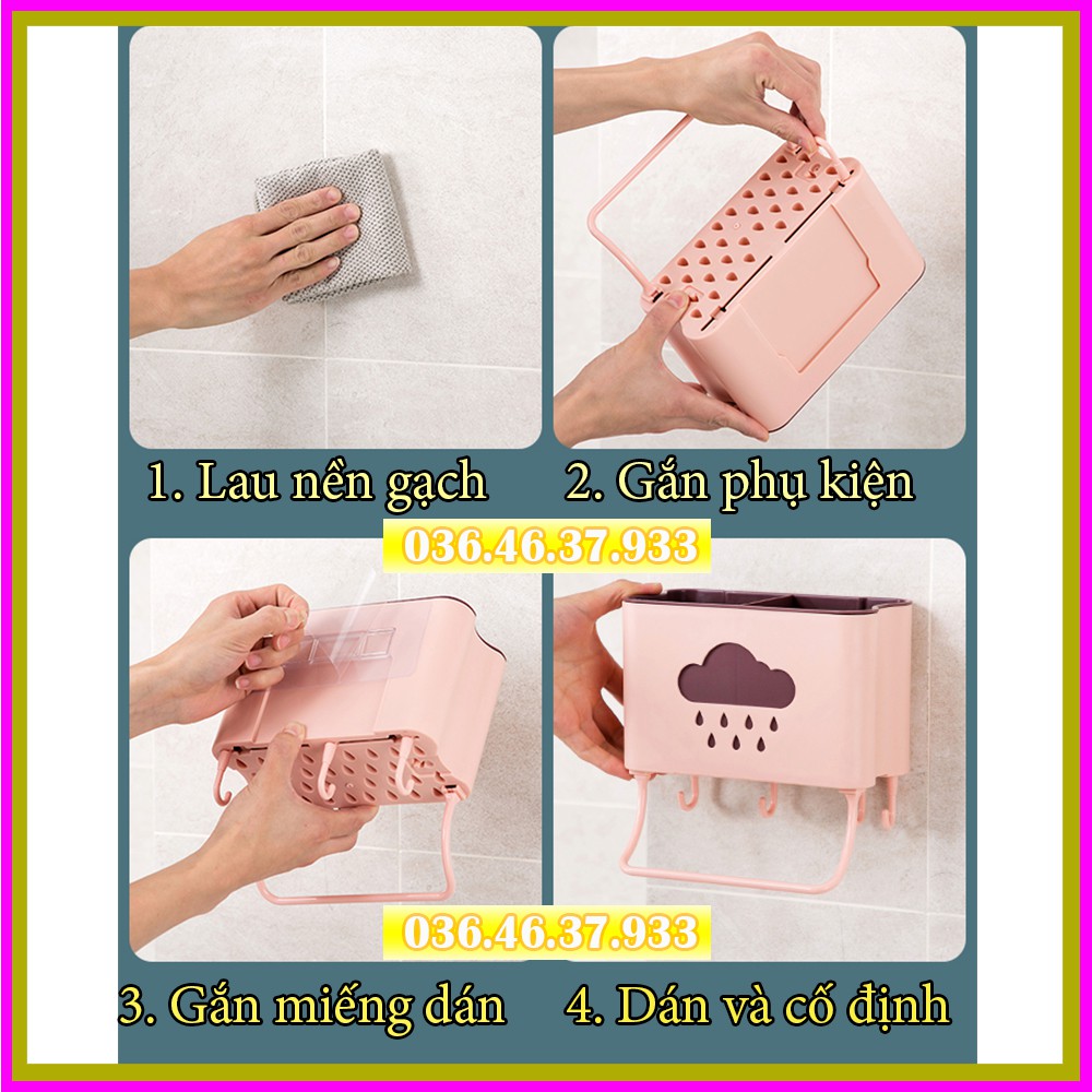 Hộp đựng đũa muỗng thìa treo tường đa năng tiện lợi có sẵn Keo dán siêu dính