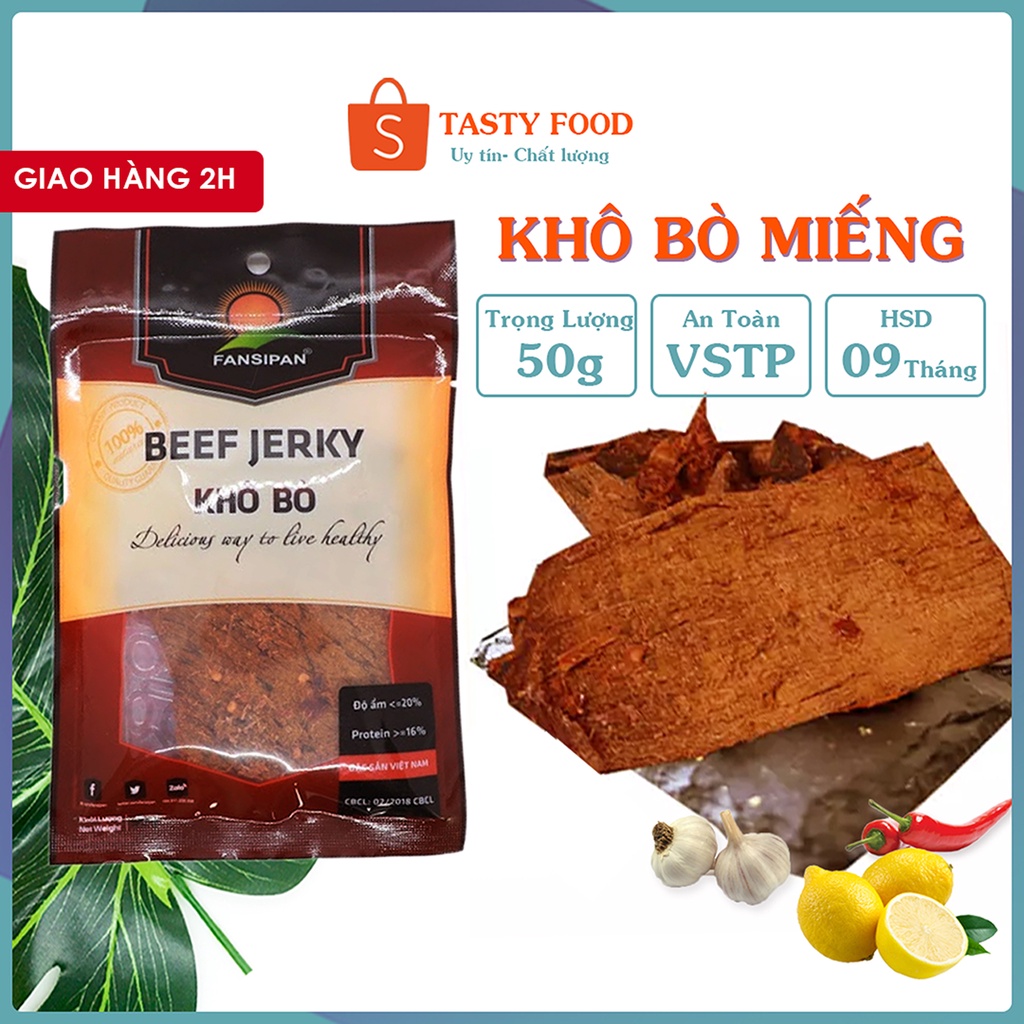 Bò khô miếng Fanxipan gói 50g-100g,thịt khô bò miếng loại 1 đồ ăn vặt Tasty Food | BigBuy360 - bigbuy360.vn