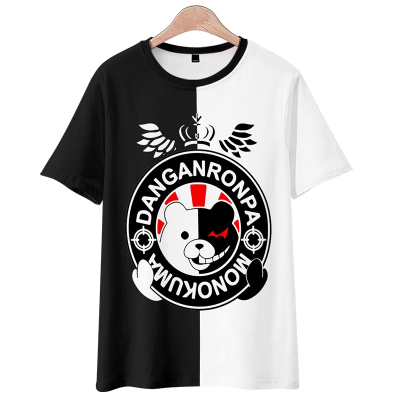 Áo Thun Tay Ngắn Cổ Tròn In Hình Gấu Trắng Đen Phong Cách Đường Phố Cho Nam Và Nữ