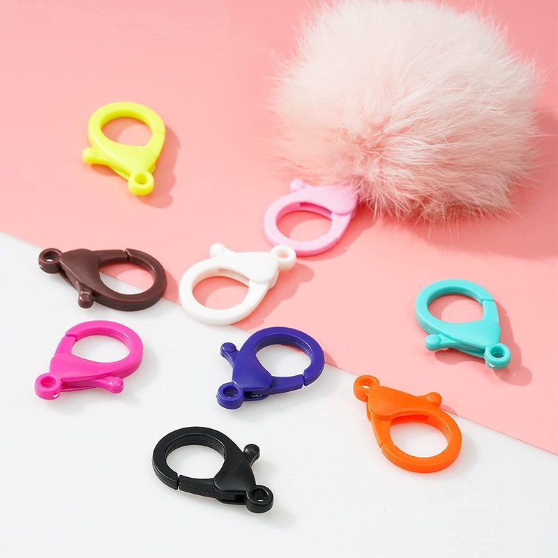 Set 12 móc khóa càng cua bằng nhựa nhiều màu sắc 25/35mm dùng làm dây chuyền/vòng tay DIY