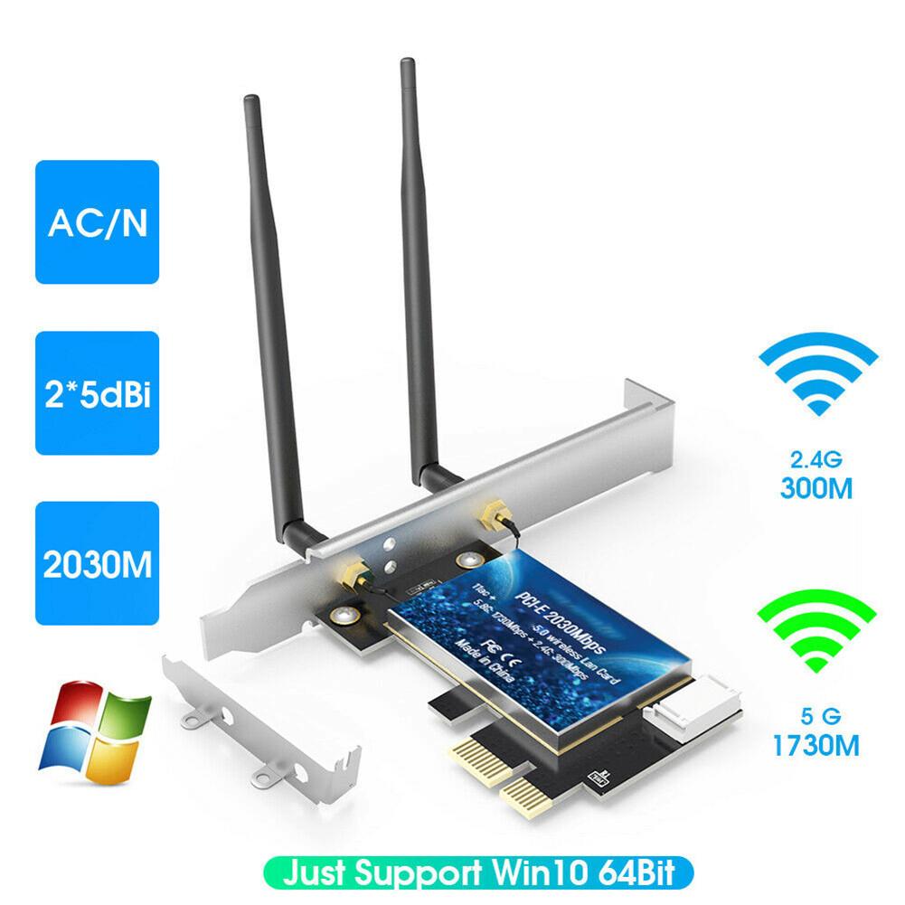 Card mạng không dây 2.4Ghz 5Ghz tích hợp Bluetooth 5.0 Cổng PCI-E 2 * 5dBi ăng-ten kép hỗ trợ hệ thống win10 64-bit | BigBuy360 - bigbuy360.vn