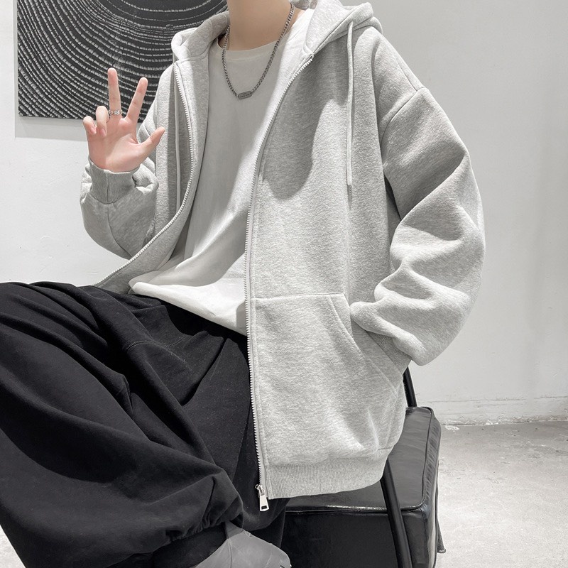 Áo khoác nỉ hoodie trơn Unisex - Hoodie zip form rộng có mũ dáng suông basic ulzzang nam nữ HOT | BigBuy360 - bigbuy360.vn