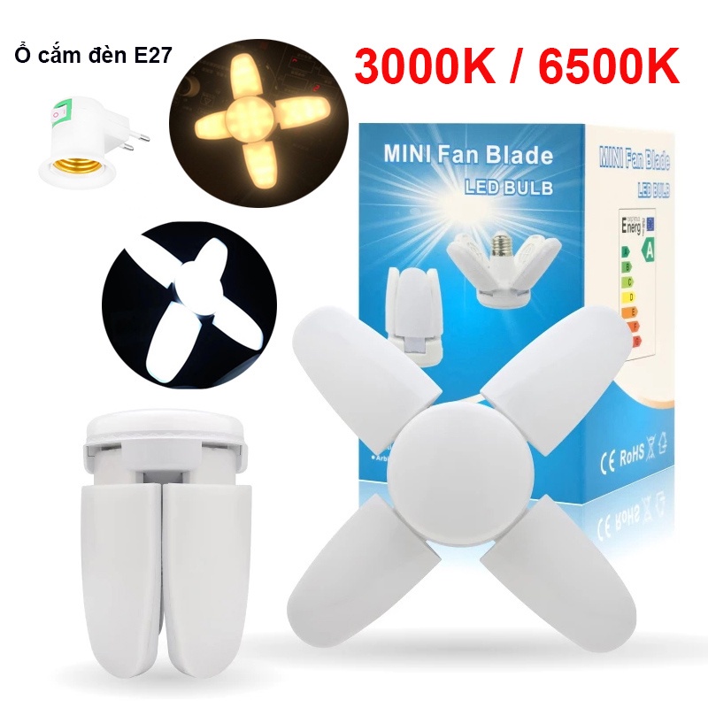 Bóng đèn LED 28W E27 Bóng đèn quạt gấp AC 110V 220V Đèn LED nhỏ có thể gập lại Đèn UFO 360 độ Đèn LED 85-265V Đèn chiếu điểm