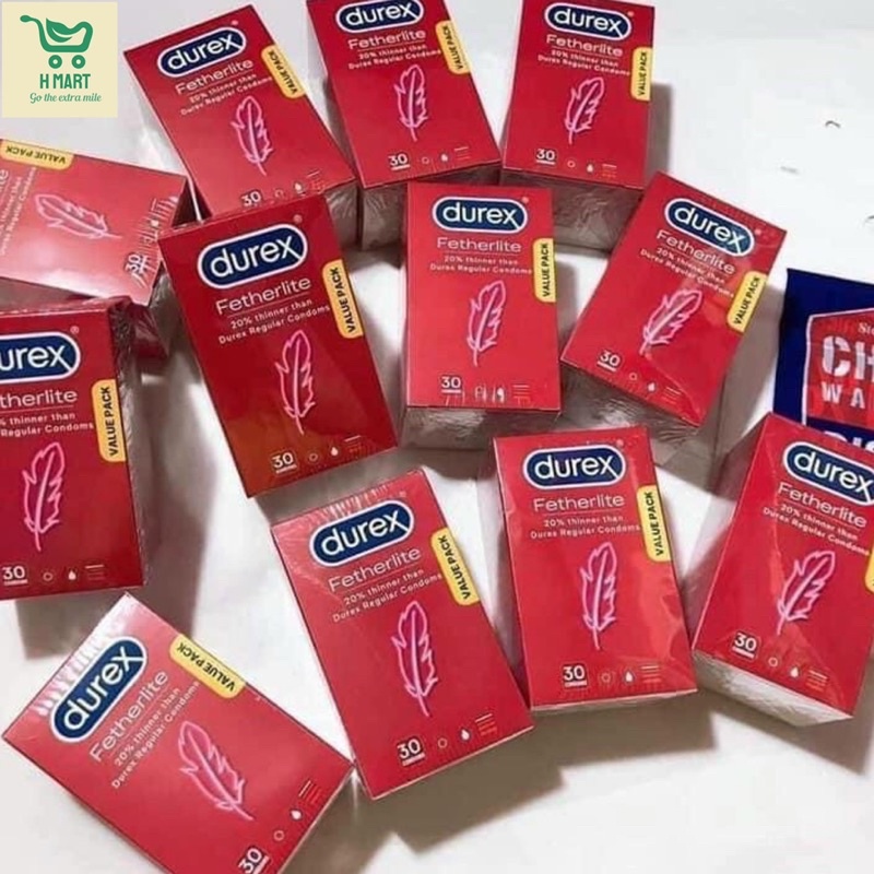 Bao cao su siêu mỏng Durex Fetherlite - Hộp 30 chiếc Úc