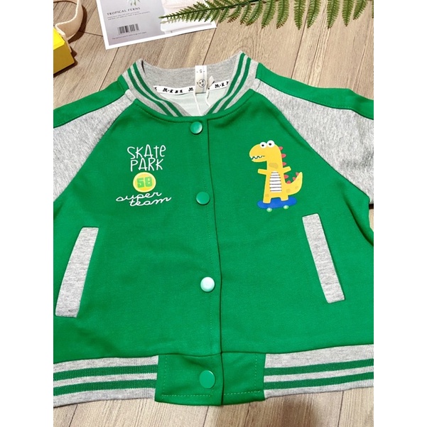 QCCC - Áo khoác bomber kèm túi đeo chéo hình khủng long cho bé trai cực xinh