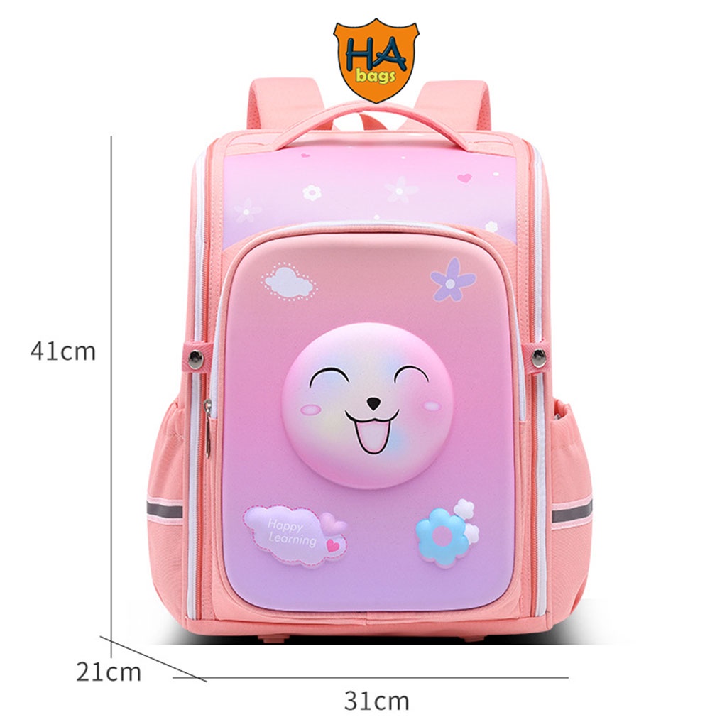 Cặp sách chống gù HA1019, balo đi học kích thước 41x31x21cm phù hợp cho học sinh lớp 4,5,6