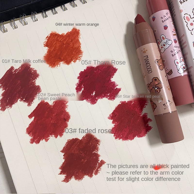 Son Môi Bút Chì Kháng Nước Dưỡng Ẩm Lâu Trôi Thiết Kế Vỏ Hình Gấu Dễ Thương