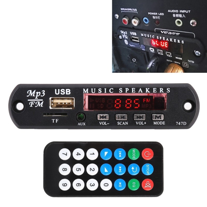 Máy âm thanh nghe nhạc trên xe hơi không dây kết nối Bluetooth đơn giản có remote điều khiển thiết kế sang trọng