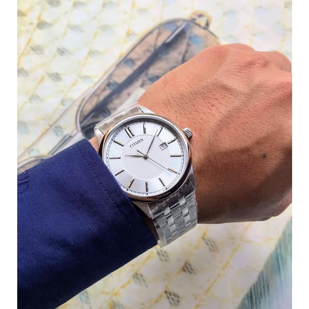 Đồng Hồ Citizen Nam Chính Hãng, Đồng Hồ Citizen BI1050 - 56A Dây Thép Mặt Trắng Fullbox.