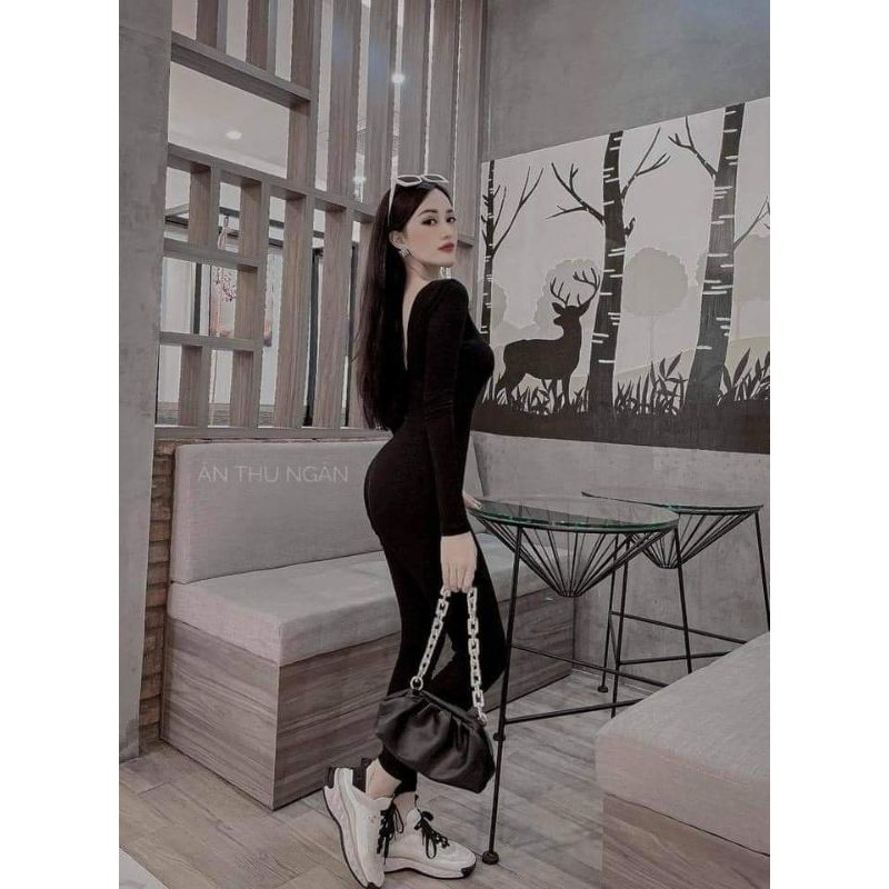 Jumpsuit hở lưng tay dài