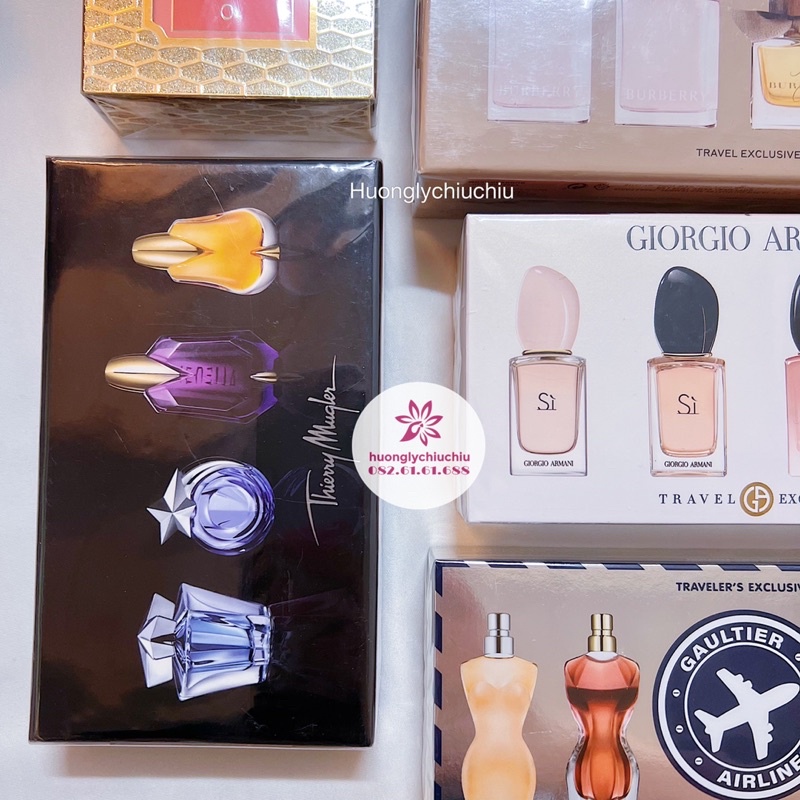 Set nước hoa mini các hãng Dior, Sì, Lancome, Bvlgari, Burberry, Jeanpaul Gaultier, Thiery Mugler