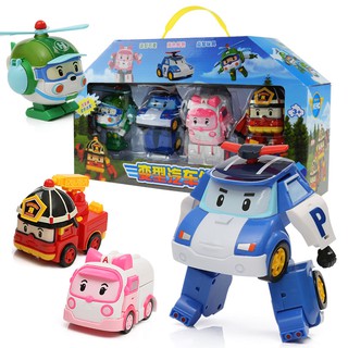 Bộ 4 Xe Biến Hình Robocar Loại Đẹp( tặng 1 bộ thẻ bài)
