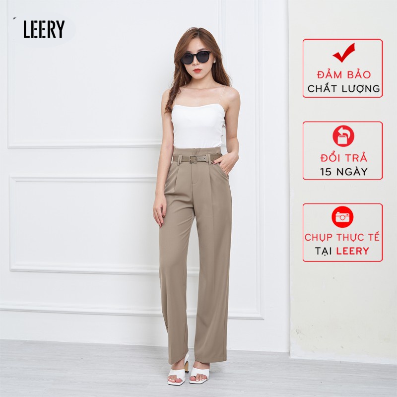 Quần suông nữ lưng cao dáng đẹp quần công sở tự thiết kế QS-02 LEERY