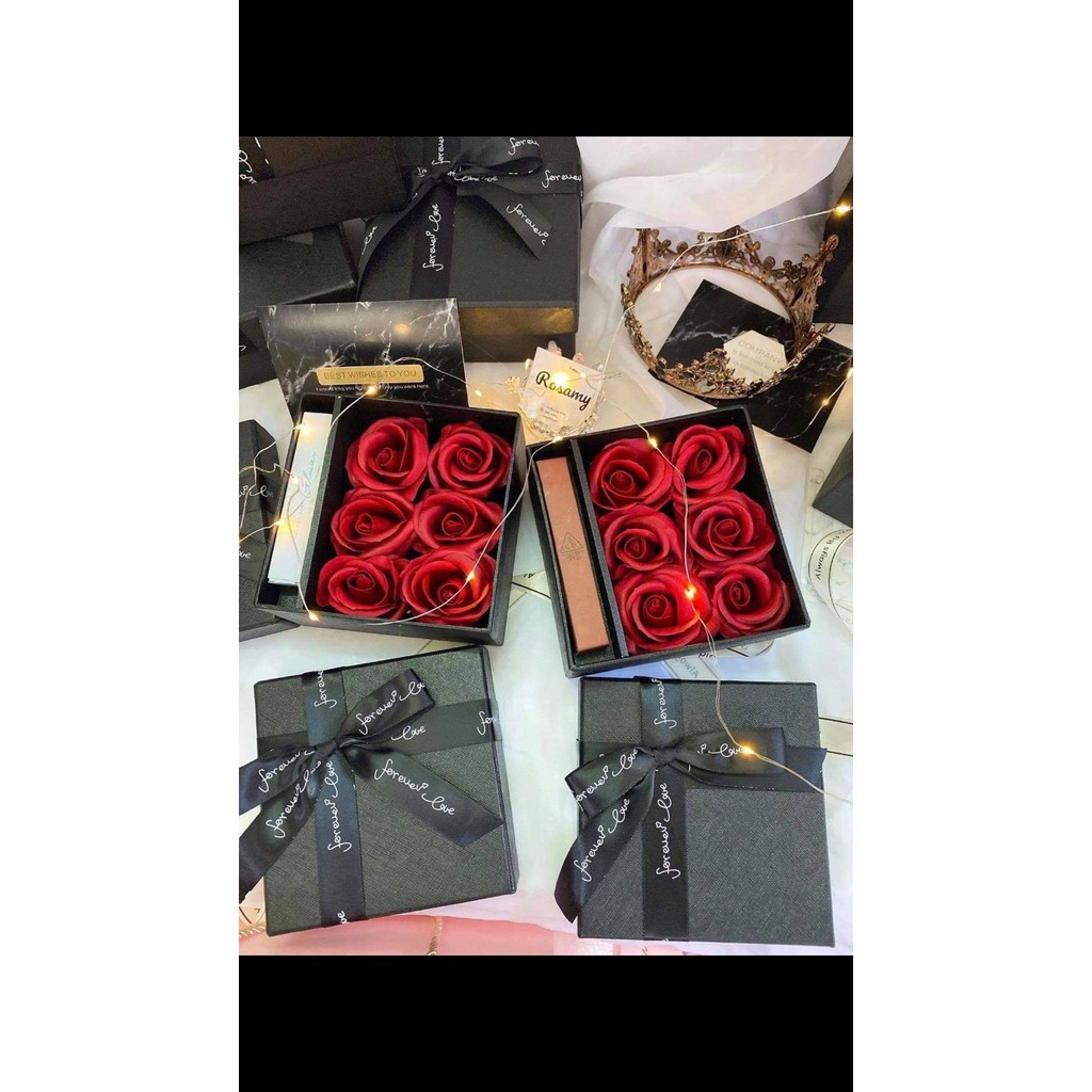 Hộp đựng hoa hồng nhung 1 bông kèm khay son | BigBuy360 - bigbuy360.vn