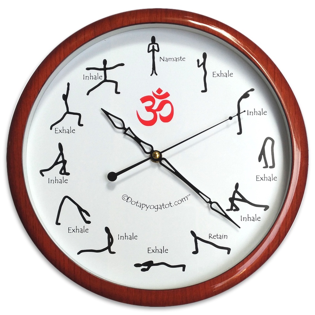 Đồng hồ Yoga Cao Cấp, Chào Mặt Trời, Treo Tường, Sang Trọng, Độc Đáo, Ấn Tượng, Chính Xác Cao, Kim Trôi Siêu Tĩnh, 32cm