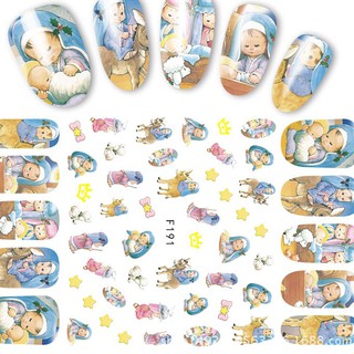Sticker dán móng tay hình em bé và chú lừa F191