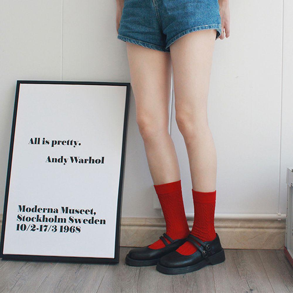 Vớ Cotton Màu Đỏ Họa Tiết Chấm Bi / Trái Tim Ngọt Ngào Thời Trang Cho Nữ