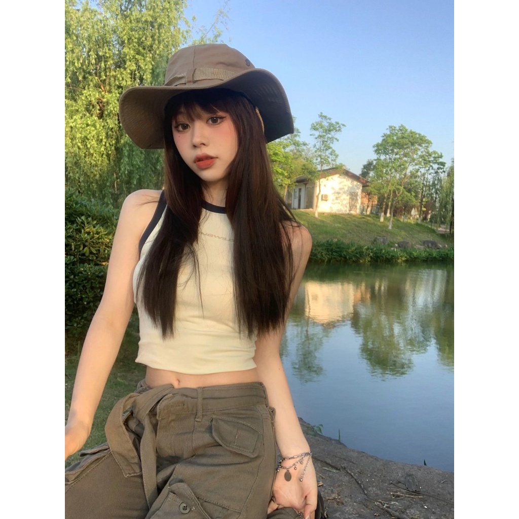 ✒Áo Sát Nách 100% Cotton Ôm Dáng Không Đường May In Chữ Rosaringwild Roaring Beast