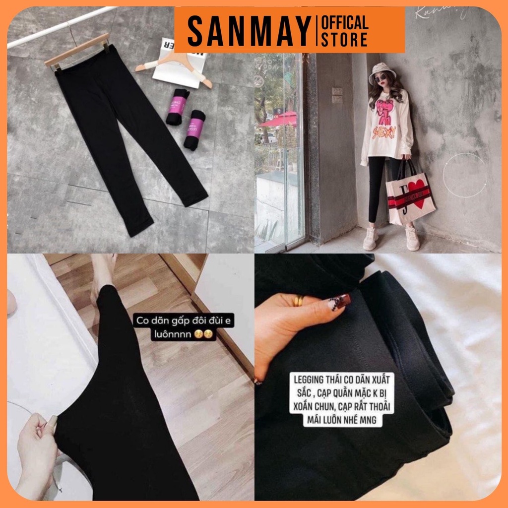 Quần legging dài nữ nâng mông cạp cao dáng thun thể thao ôm cực co dãn cao cấp tập gym yoga SANJOLI QD010