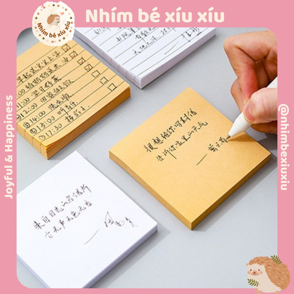 Giấy ghi chú kẻ ô vuông/kẻ ngang phong cách vintage xé dán trang trí sổ tay bujo VT330