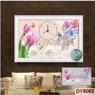 Tranh đính đá Đồng hồ hoa tình yêu - DY8063 (75x50 cm)