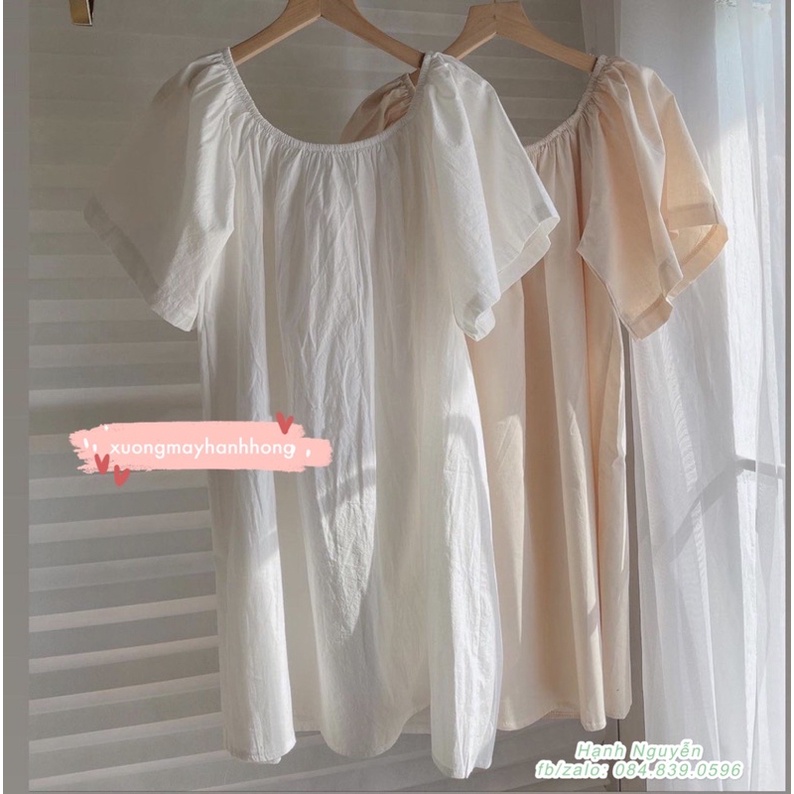 Váy babydoll trễ vai trơn, Áo váy trễ vai mặc 2 kiểu Hàn Quốc - Xưởng May Hạnh Hồng | BigBuy360 - bigbuy360.vn