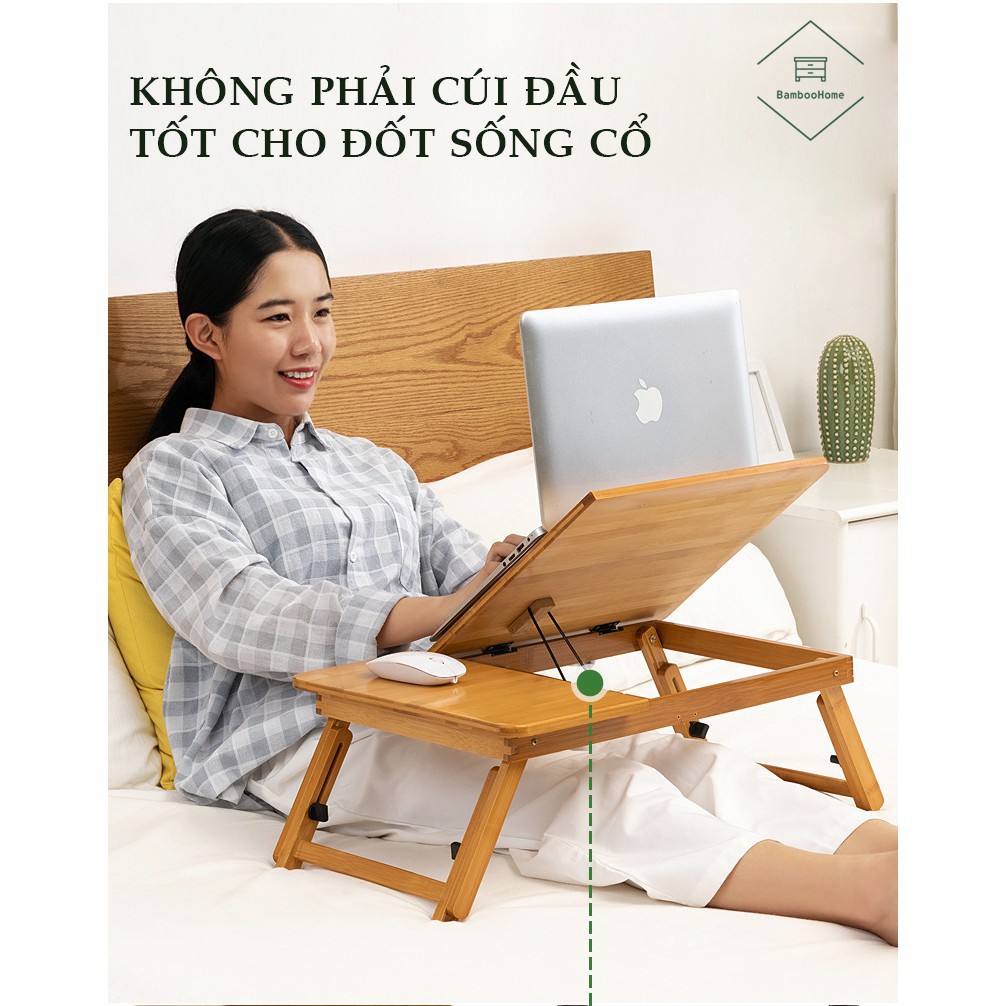 Bàn làm việc laptop đa năng gỗ tre gấp gọn