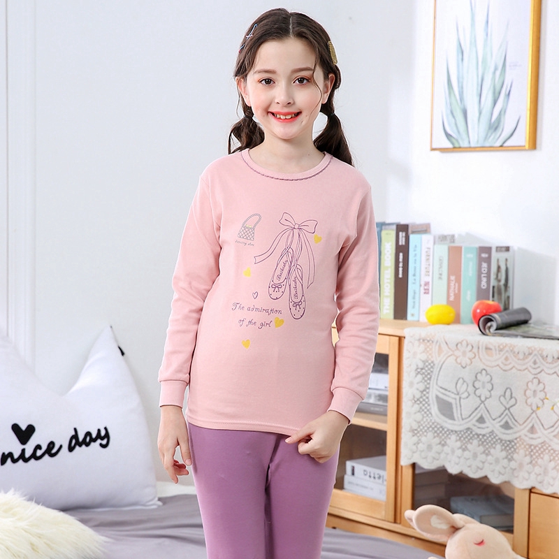 Girl Pajamas Cotton Breathable Homewear Clothes Kids Pyjamas 2pcs/set Long Sleeve Top+Pants Sleepwear 8-18Yrs