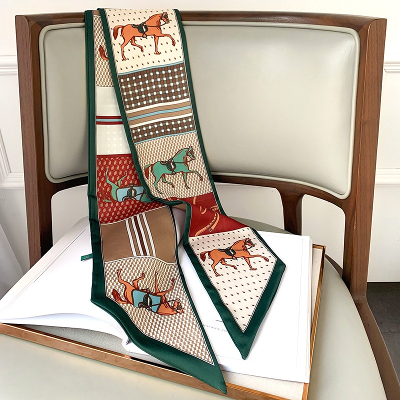 Hàng Mới Về [Hàng Mới Về] Khăn Quàng Cổ Lụa Dài Thắt Nơ Phong Cách Âu Mỹ Cổ Điển