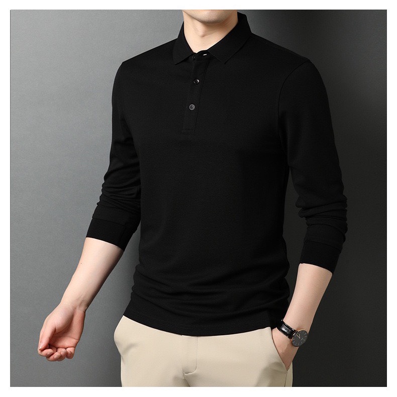 Áo Polo nam dài tay thu đông PL02 vải cotton cá sấu cao cấp dáng unisex, áo thun dài tay nam nữ trơn 3 màu basic | BigBuy360 - bigbuy360.vn