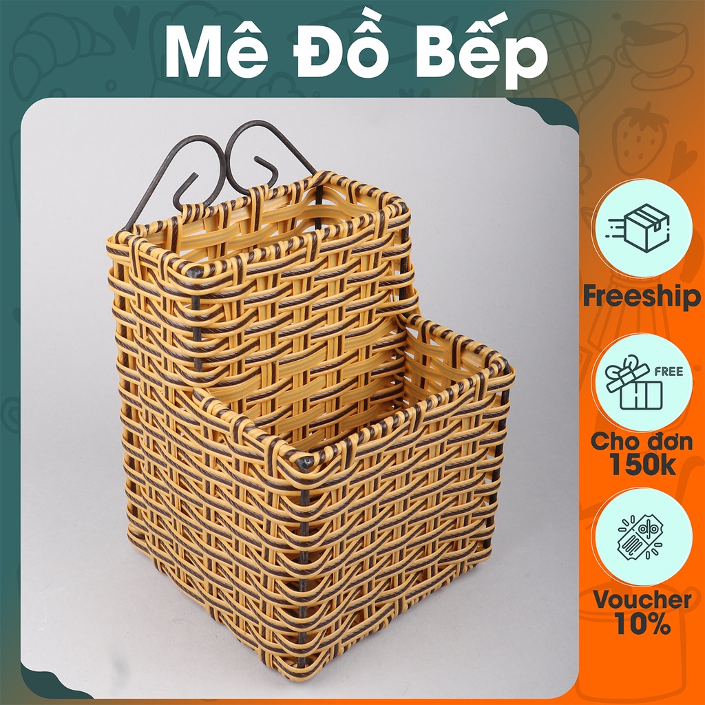 Ống đựng muỗng đũa nhưa mây dạng vuông Bam House cao cấp OD02 - Fuki24