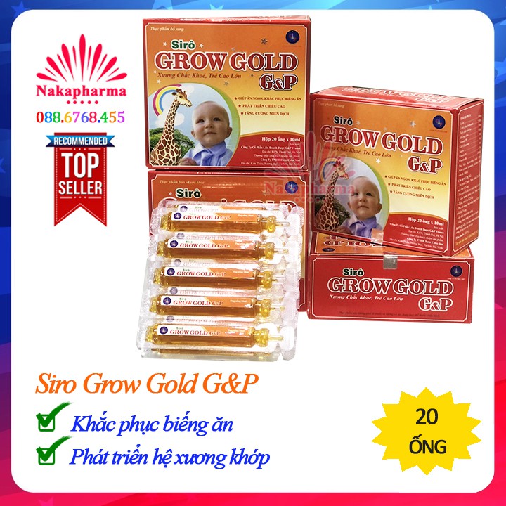 Siro Canxi Gold New mẫu mới (Grow Gold G&amp;P) – Giúp bé ăn ngon miệng, phát triển chiều cao, tăng hấp thu dưỡng chất