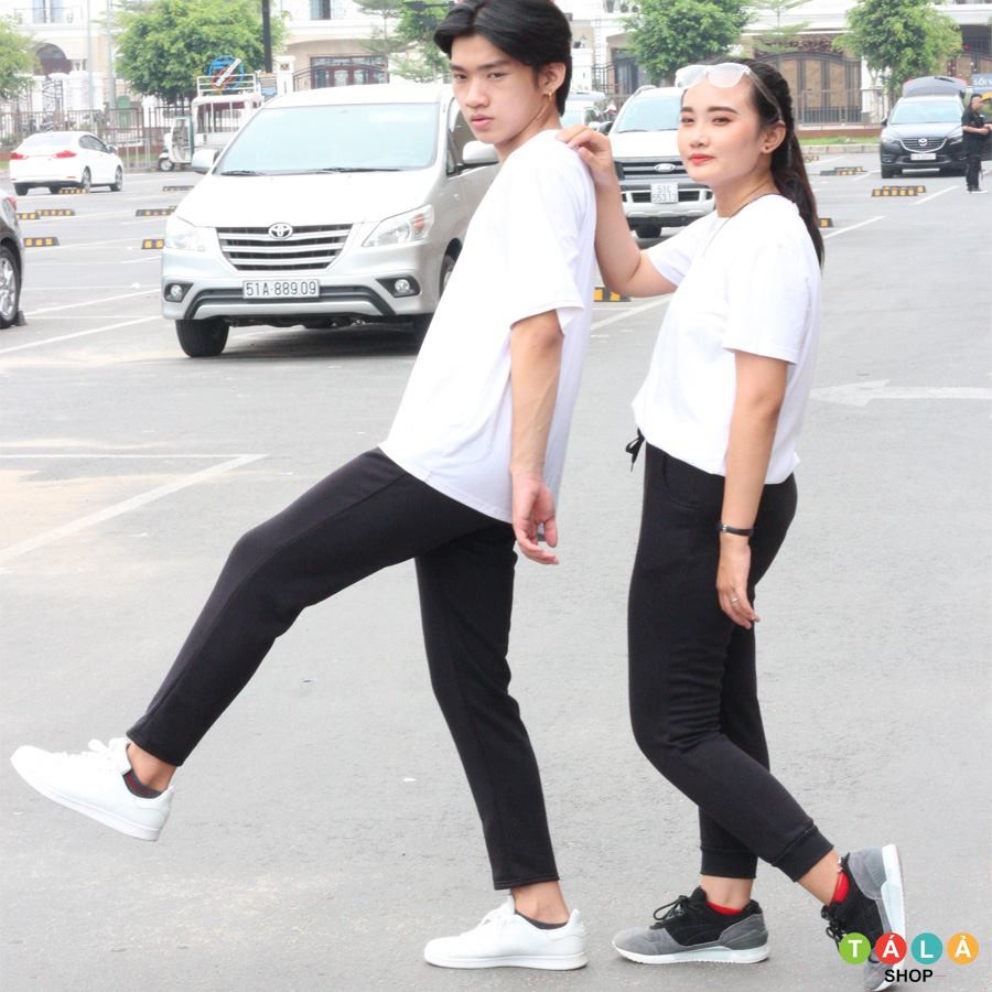 [ TALABISHOP]Quần thun jogger thể thao đen trơn bo gấu mới nhất