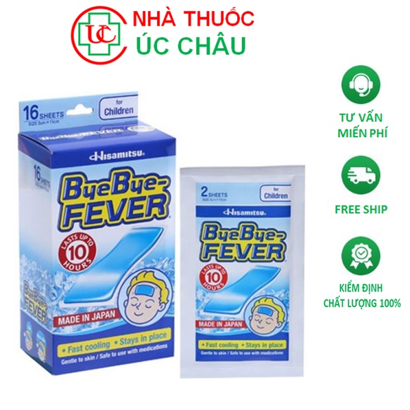 Miếng dán hạ sốt Bye Bye Fever – Giảm sốt nhanh, mát lạnh kéo dài tới 10 giờ-bịch 2 miếng