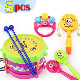 5pcs Kids Baby Roll Drum Musical Instruments Band Kit Children Toy Gift Set