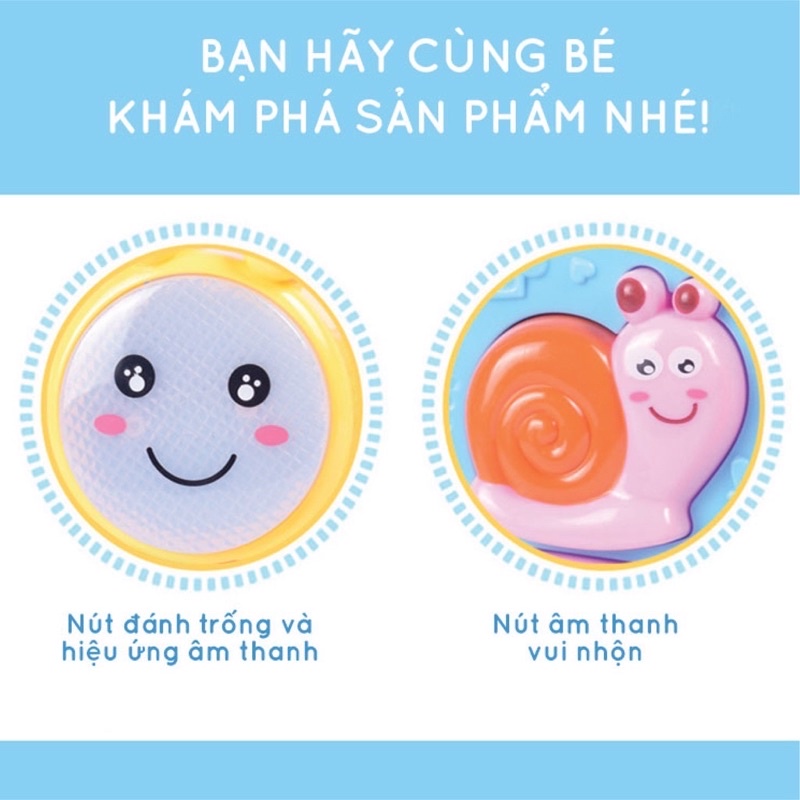 Đàn piano chú ốc sên màu hồng (dùng pin) cho bé