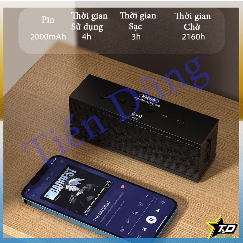 [Mã ELHACE giảm 4% đơn 300K] Loa bluetooth Remax RB M3 công nghệ NFC hỗ trợ cổng AUX và thẻ nhớ TF hàng chính hãng