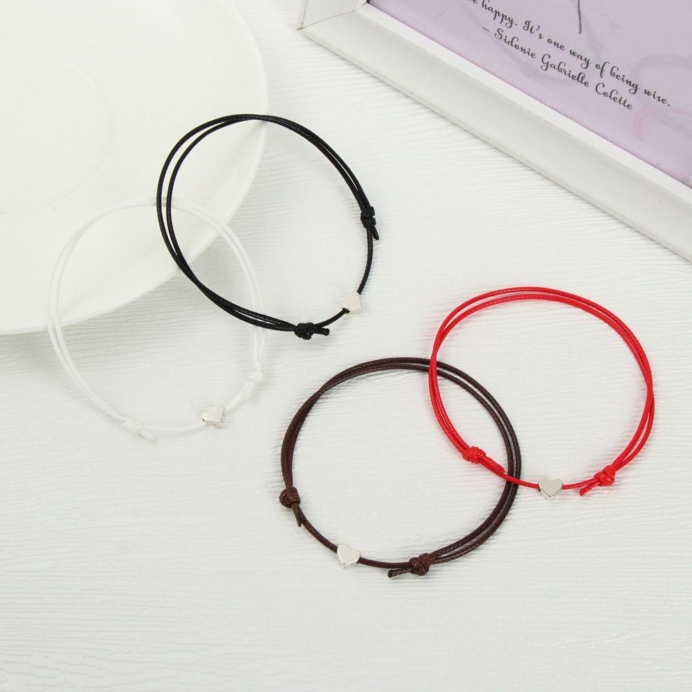 Bộ 2 Vòng Tay Họa Tiết Trái Tim Sáng Tạo Thời Trang Cho Cặp Đôi