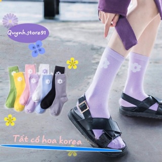 Tất nhún cổ cao bông hoa Korea