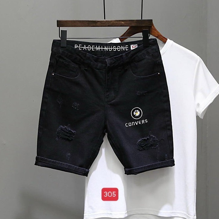 Quần short jean nam đen- quần jean lửng in logo thời trang PN SHOP90 MS206 | BigBuy360 - bigbuy360.vn