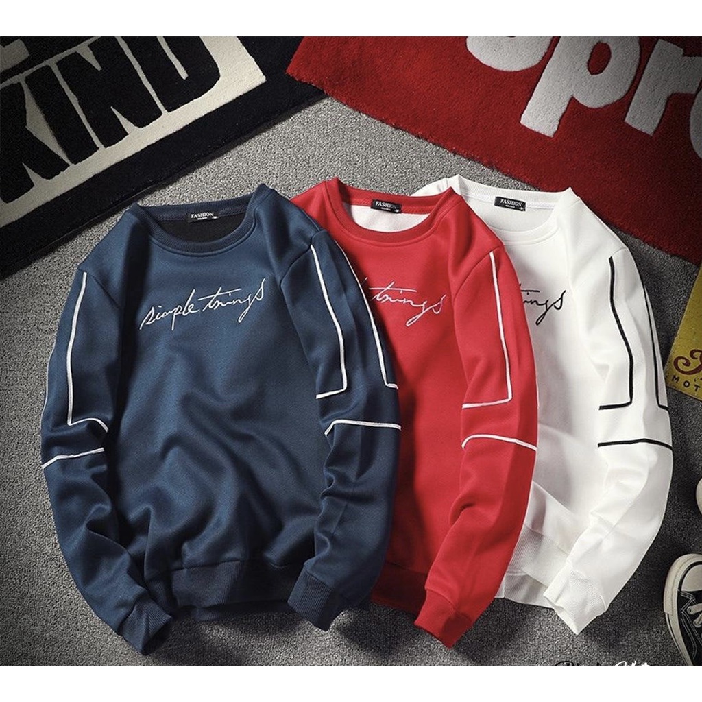 Áo thun tay dài sweater nam  nữ form rộng hàn quốc cổ và tay áo may bo viền - ATDC02