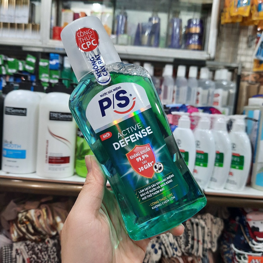 Nước Súc Miệng Không Cay P/S Active Defense 99.9% Chai 300ml