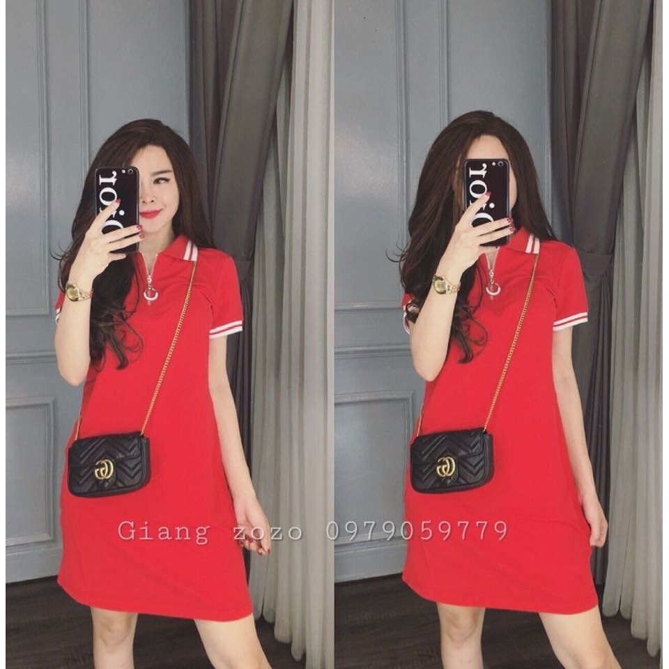 Đầm thun suông cổ POLO | BigBuy360 - bigbuy360.vn