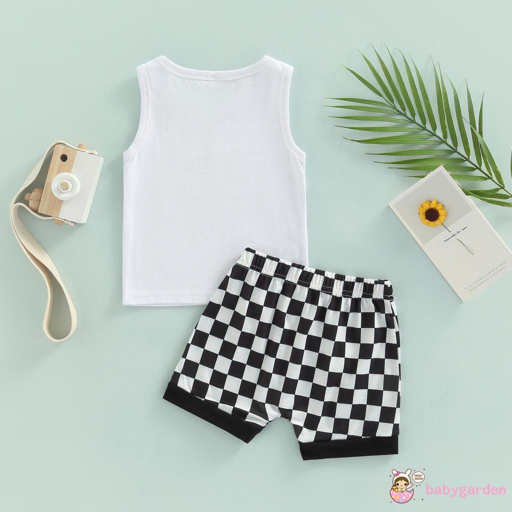 Bộ Áo Tank Top In Chữ + Quần Short Lưng Thun Phối Dây Rút Thời Trang Mùa Hè Cho Bé Trai 0-3 Tuổi