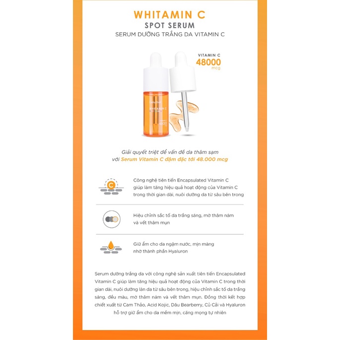 Tinh chất dưỡng trắng da mờ thâm Cathy Doll Whitamin C Spot Serum 30ml