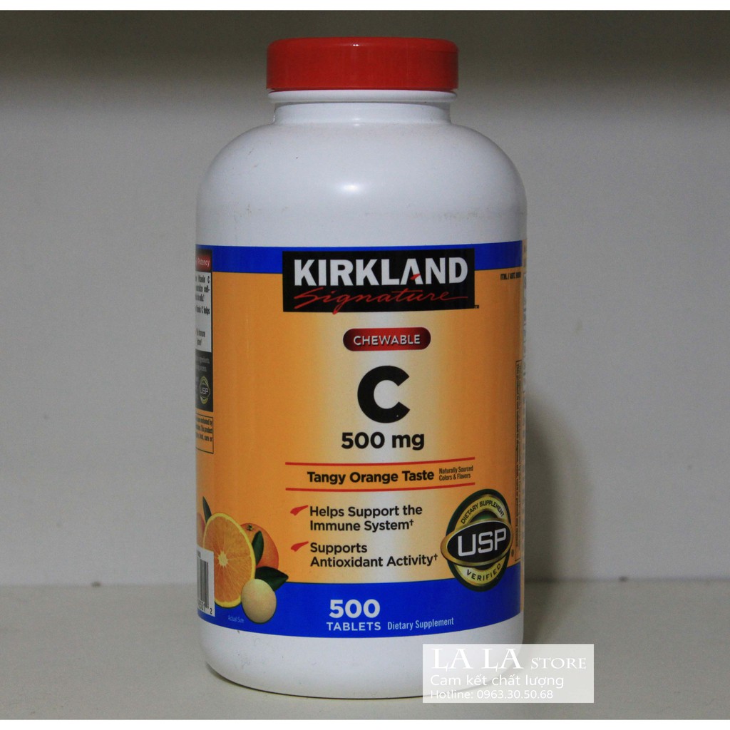 Viên Ngậm KIRKLAND Signature VITAMIN C 500 mg CHEWABLE hộp 500 viên