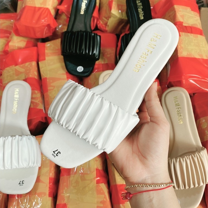 Dép guốc nữ quai nhún gót vuông 3 phân - Dép cao gót nữ đế vuông thời trang