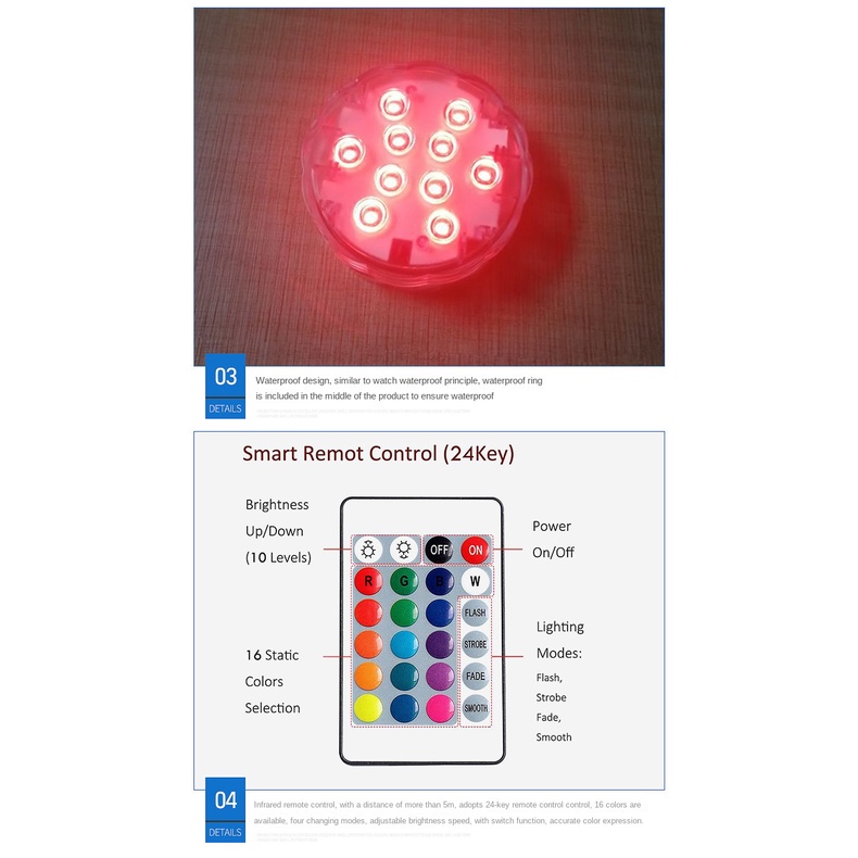 Đèn LED RGB Hình Nến Nhiều Màu Sắc Kèm Điều Khiển Từ Xa Chống Thấm Nước Tiện Dụng Cho Bể bơi / Hồ Bơ